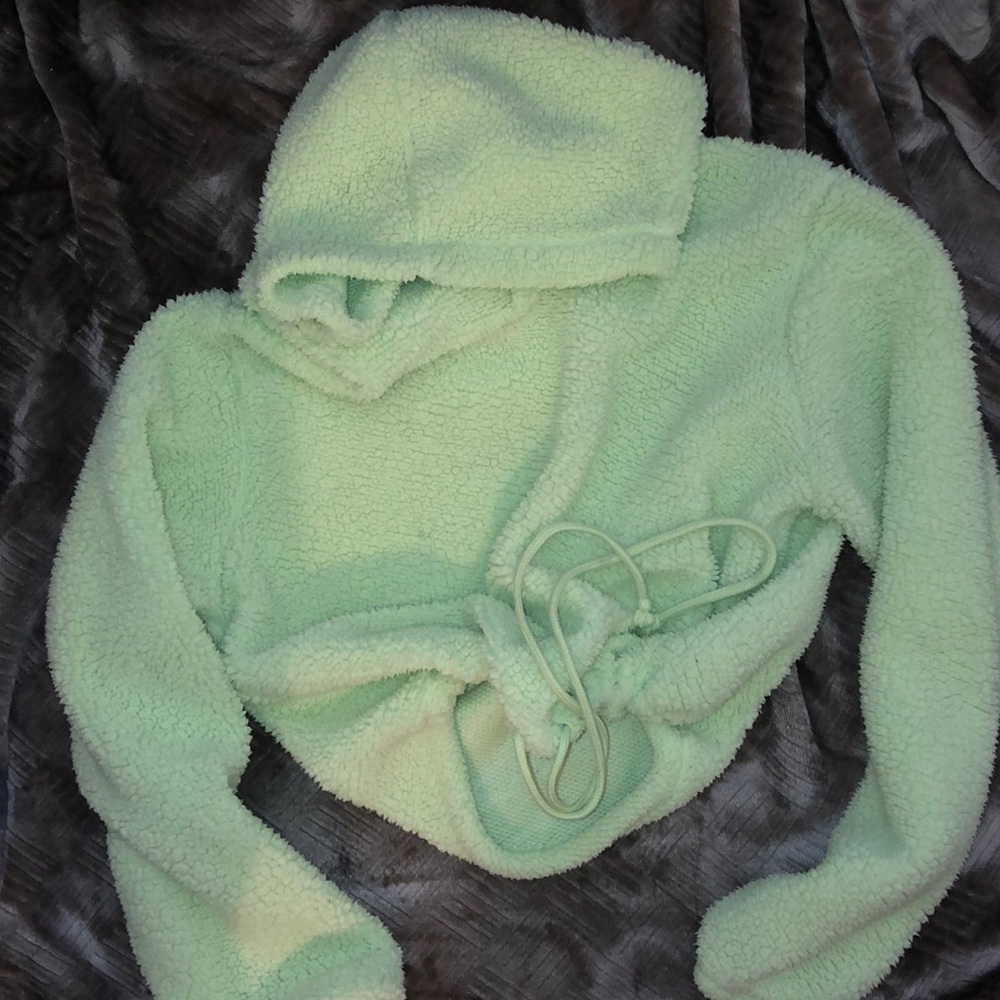 Cropped Neon Sherpa Hoodie